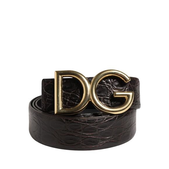 Dolce & Gabbana Men Black Exotic Leather Logo Buckle Men's Belt